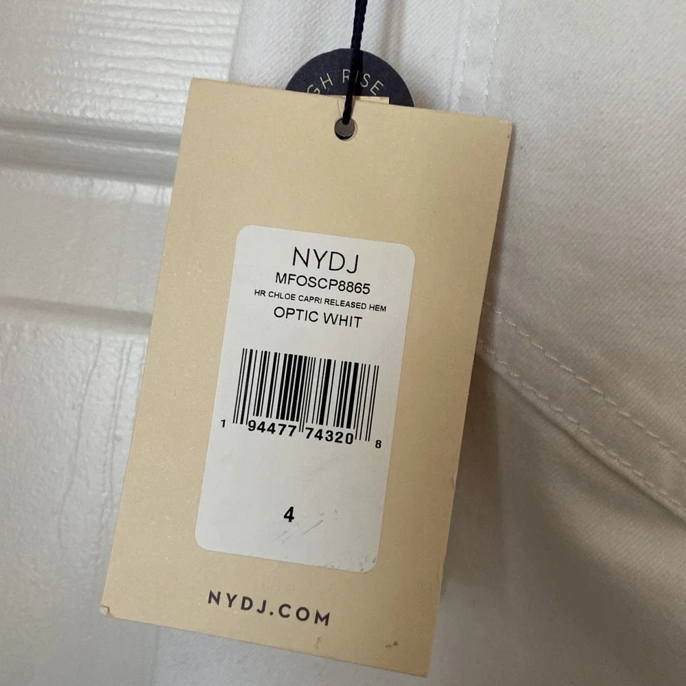 NYDJ Women's Chloe Skinny Capri Jeans in Optic White‎ Size 4 Coastal Neutral